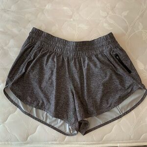 Lululemon women’s dark heather gray shorts with black lining